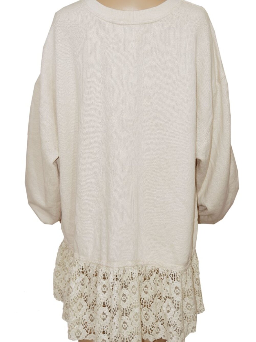 Free People Belle Sweatshirt Crew Neck Oversize Pullover Ruffle Dress L - Picture 6 of 10